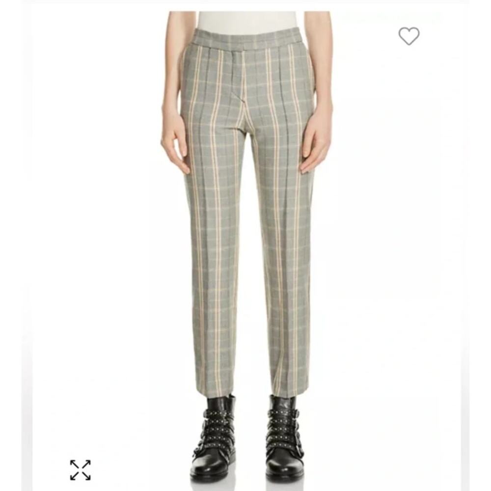 MAJE Puya Plaid Ankle Crop Dress Pants Gray 40